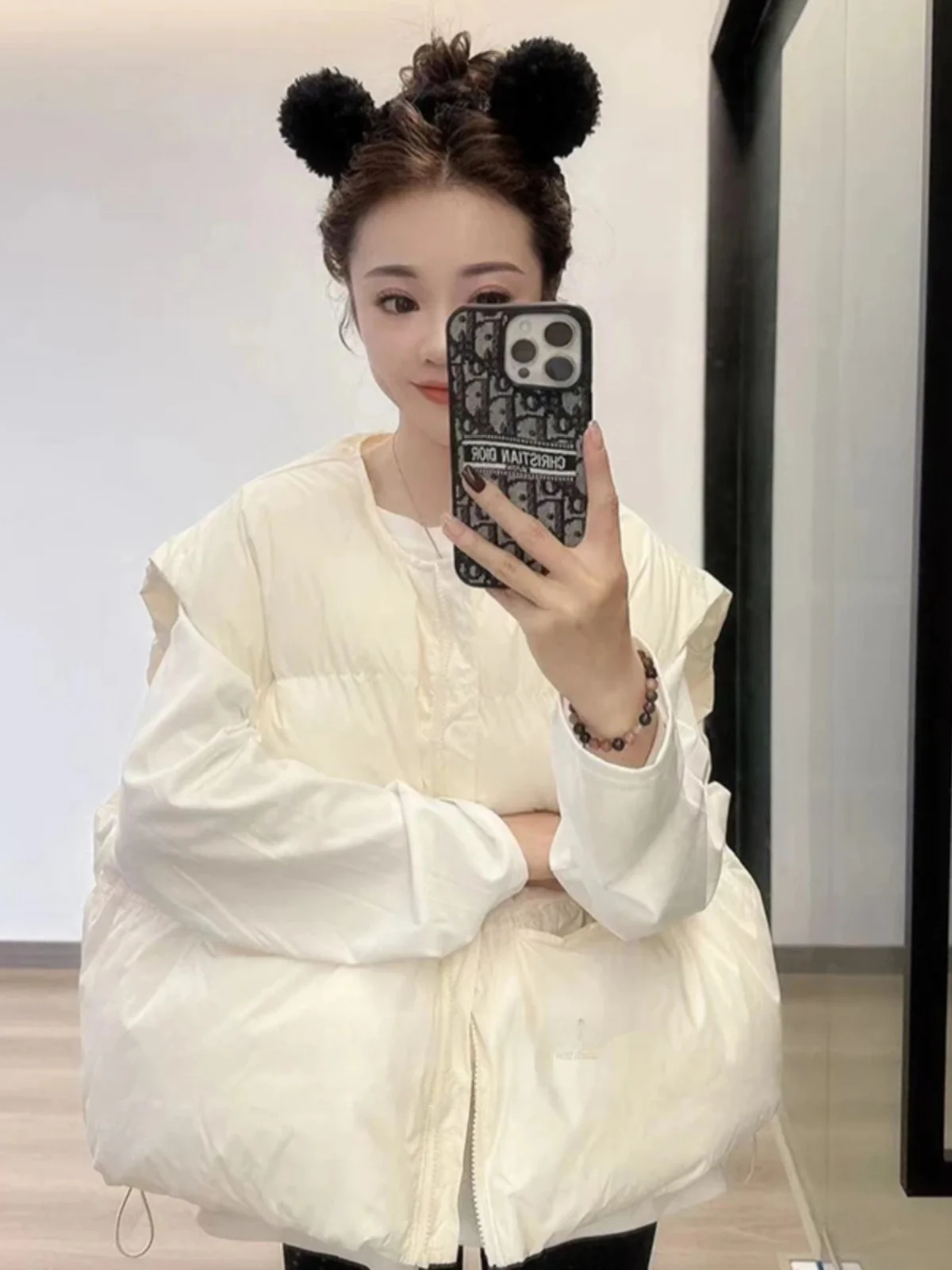 

Свободный утепленный жилет с круглым вырезом из хлопка для женщин, новая зимняя модель в корейском стиле, модная уличная куртка без рукавов