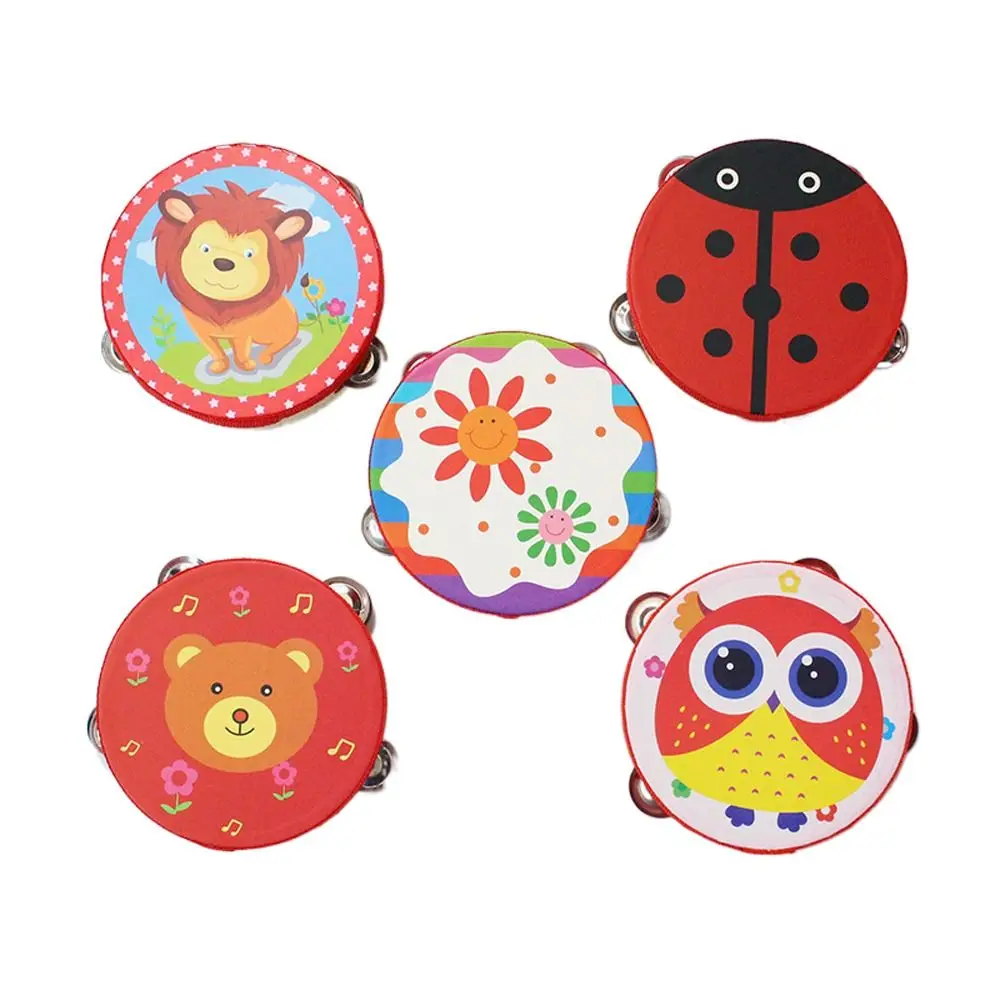 6 Inches Children Hand Drum Music Toys Musical Beat Tambourine Learning Hand Held Kids Bell Drum Percussion Instrument