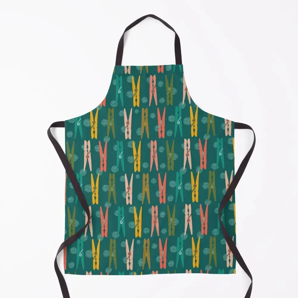 

Laundry day Pegs -dark Apron cookings for women with pockets Kitchen Kawaii Accessories Kitchen Women Apron