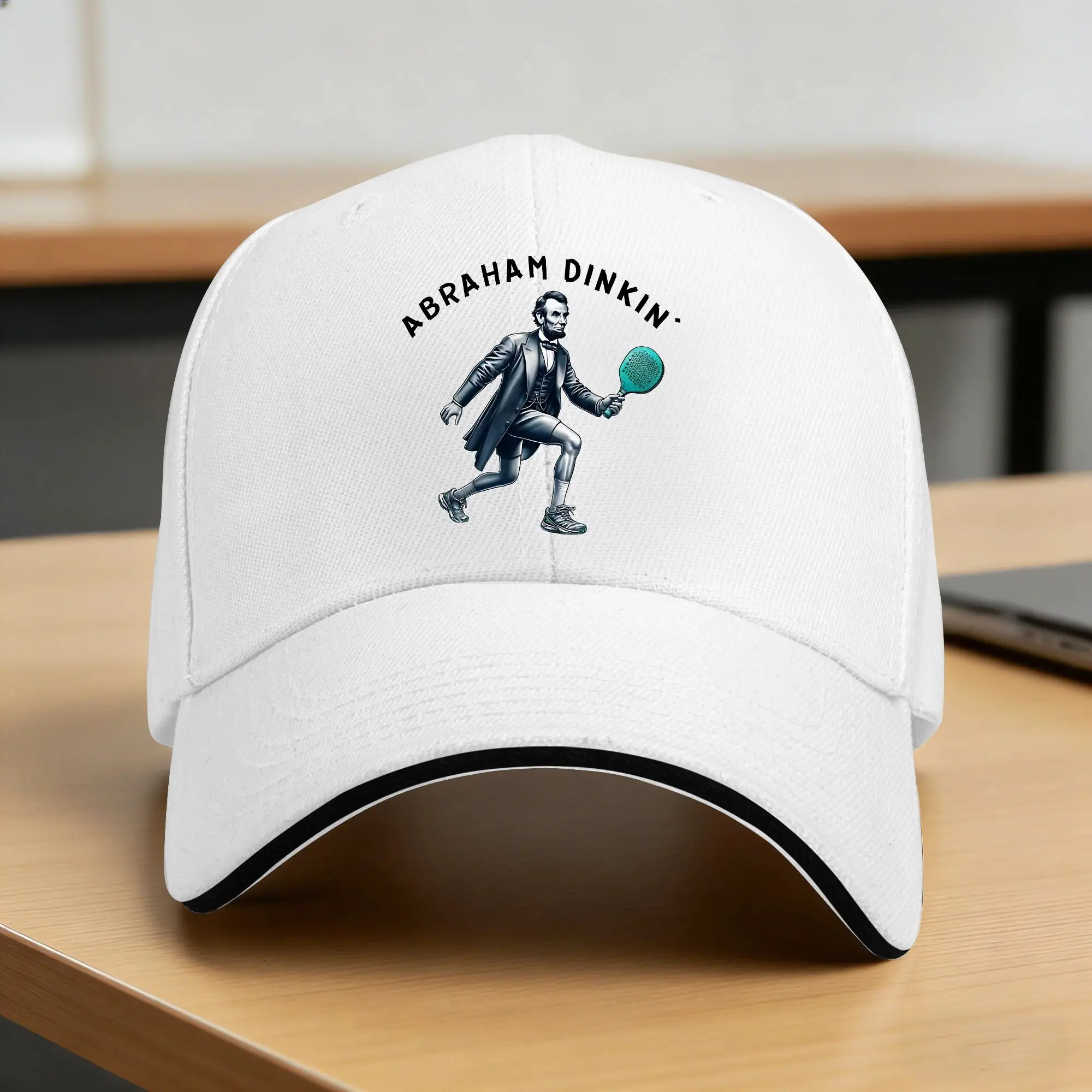 Abraham Dinkin Lincoln Pickleball Enthusiast Baseball Cap  Unisex Men Print Trucker Hat Tennis Skate Sun Visor Snapback Cap