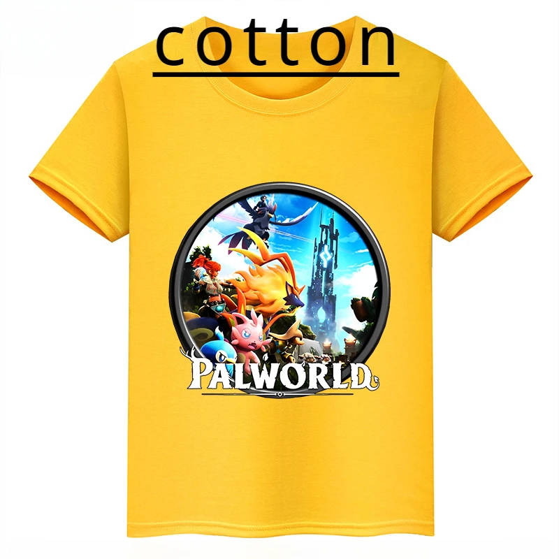 Brand Palworld Cartoon Print Children's Clothing Summer Short-sleeved Casual Cotton T-shirt Tops for Boys and Girls Kid Baby Tee