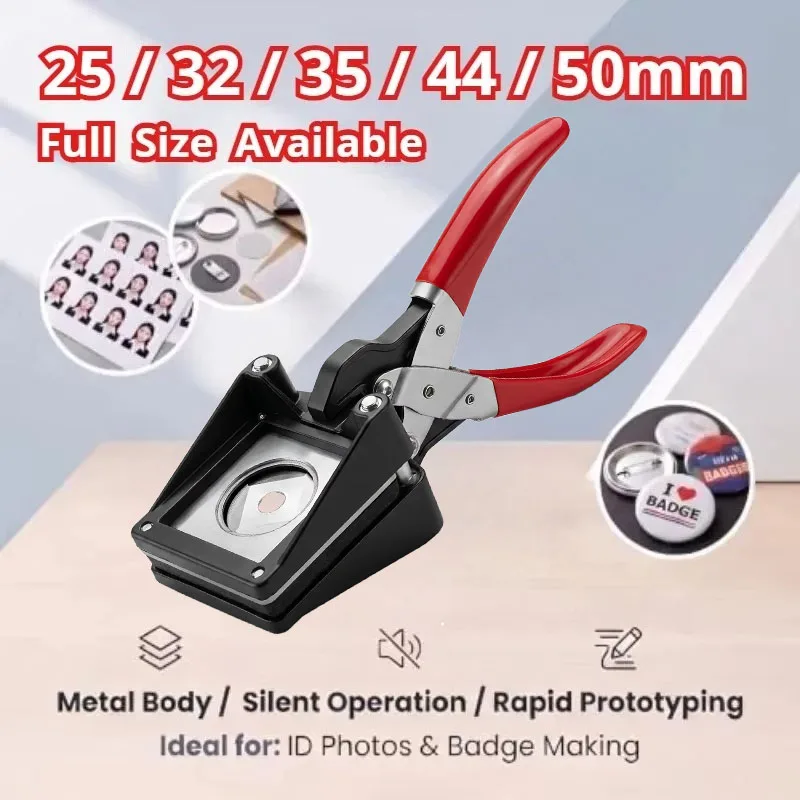 25/32/35/44/50mm Circle Handheld Paper Cutter for Button Making for Business Cards Crafts DIY Projects Hardened Steel Blade