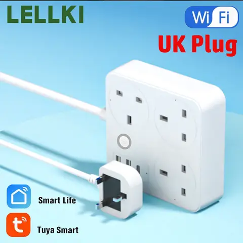 LELLKI Wifi-grenuttag med energiövervakning Smart uttag 220V 13A UK-kontakt Tuya Smart Life Home Alexa Google Home Yandex Alice 8 best sales Plug UK - №6