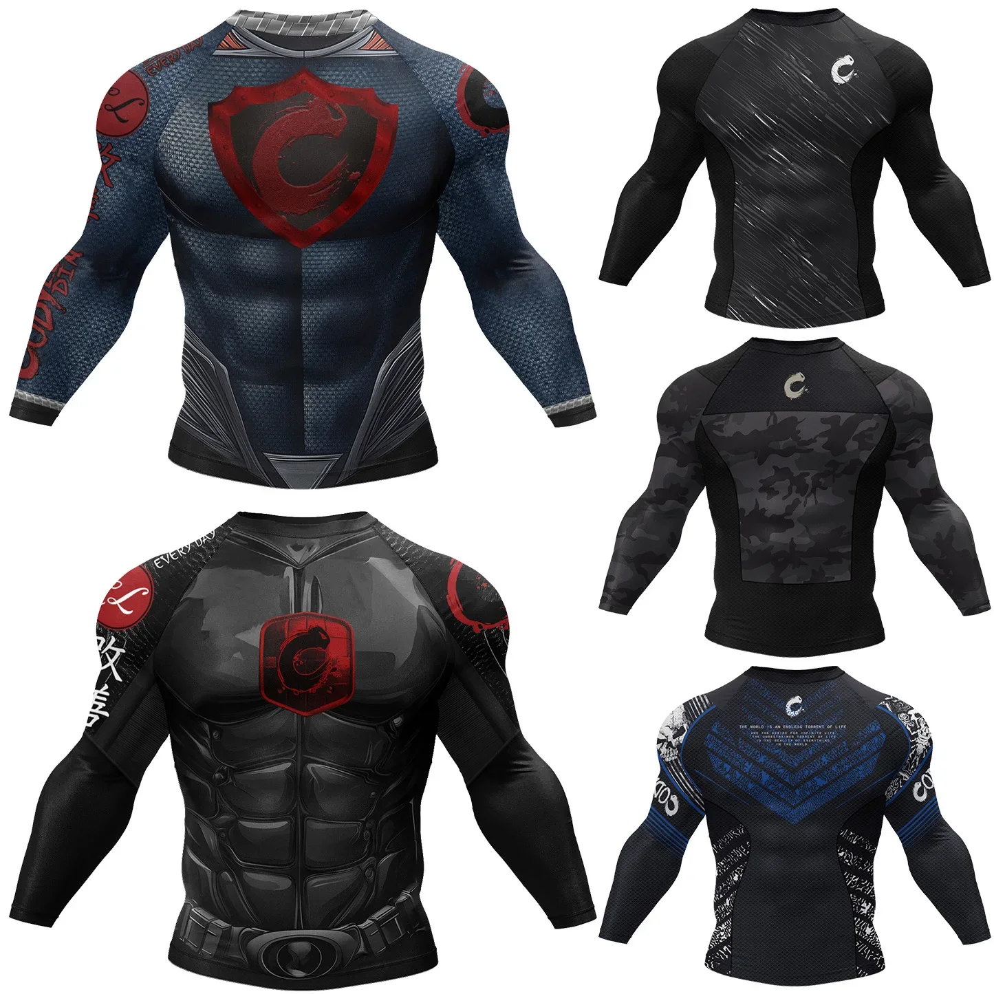 

Sport Compression T Shirt Men Long Sleeve Running Training Fitness Gym Shirts Quick Dry Fit MMA Muay Thai Jiu Jitsu Boxing Shirt