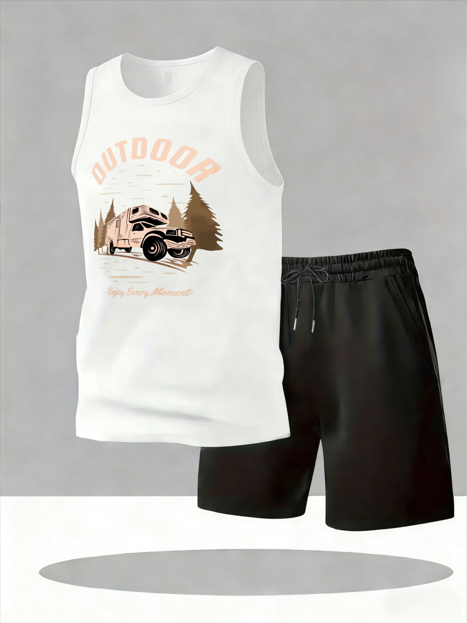 

Men's Tank Top Sets 2026 Summer Quick drying seaside crewneck Breathable running sweat suit oversize tracksuit for man sports