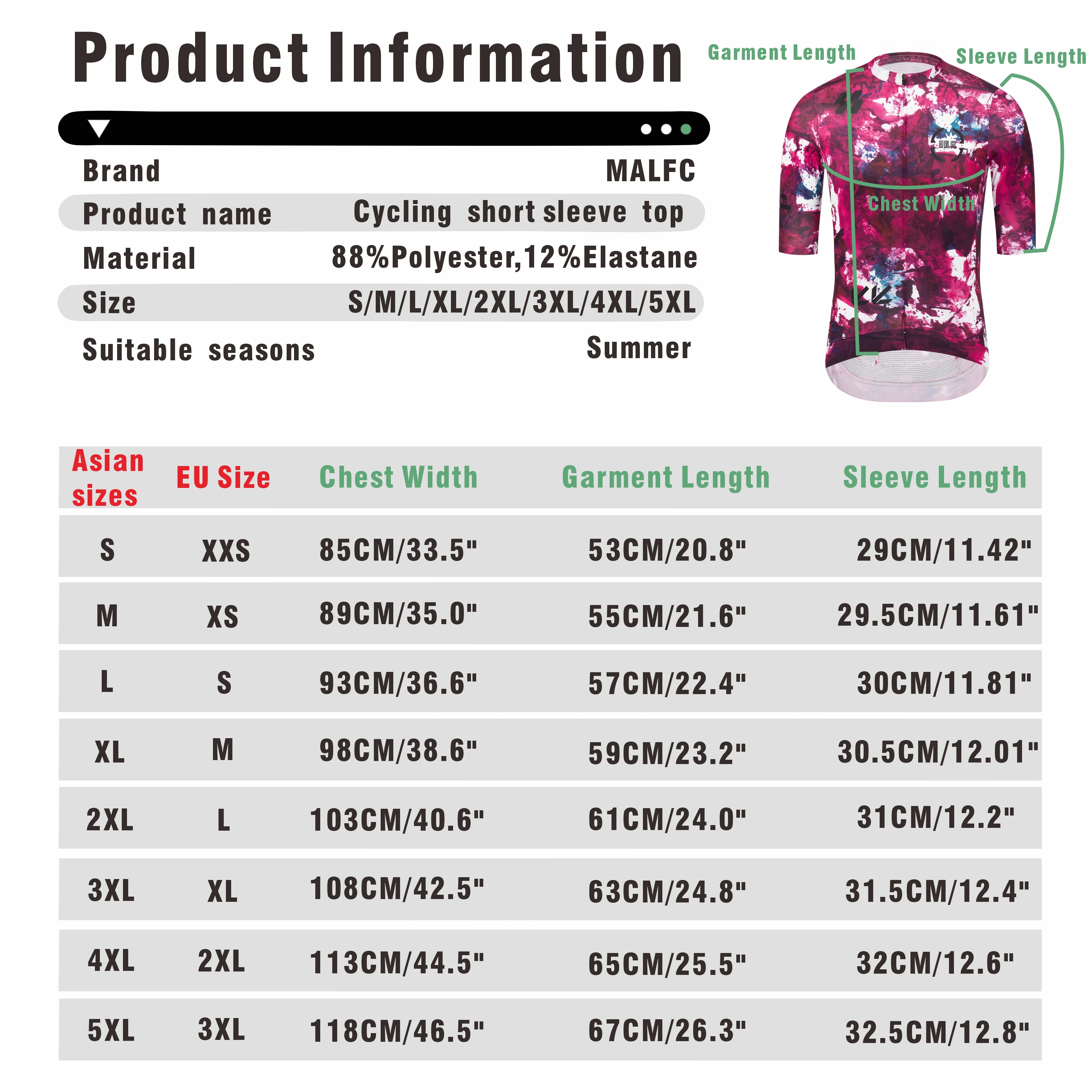 MALFC Herren Sommer Radsport-Trikot ohne Logo Hochwertige Kurzarm-Teamkleidung Fahrrad-Sportbekleidung – Detail 1