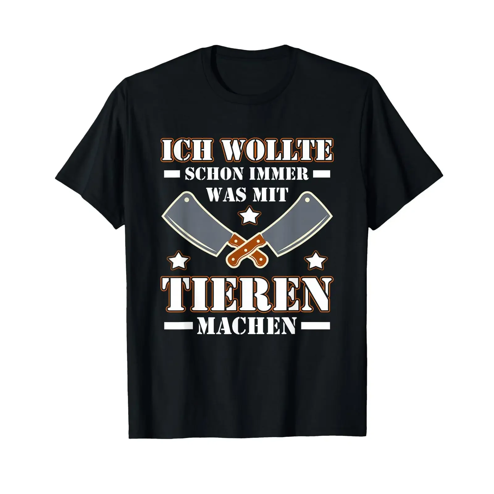Ich Wollte Schon Immer Was Mit Animals Machen Butcher T Shirt black s vintage Washed Casual Versatile Stretched Slightly
