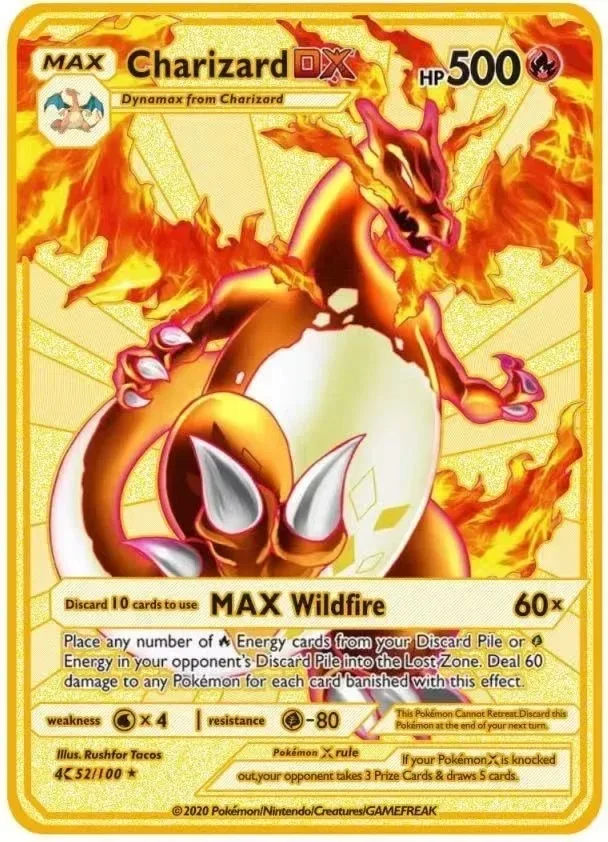 English Pokemon Metal Card Letters VMAX Charizard GX Pikachu Mewtwo cartas pokemon english Collection Gold Cards Kids Toy Gifts