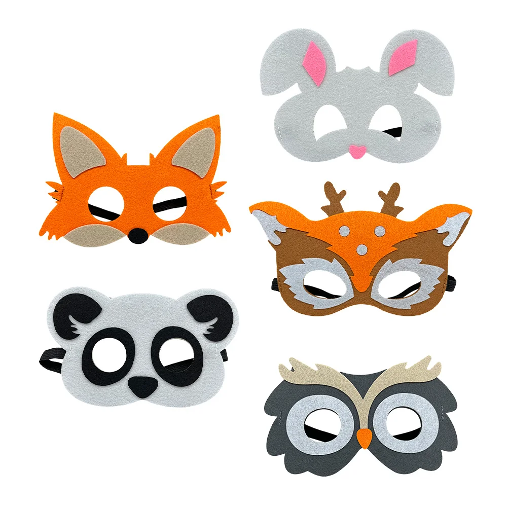 5 stuks schattige dieren vilten maskers voor kinderen feestartikelen verkleedspellen carnaval toneelvoorstelling foto prop accessoire