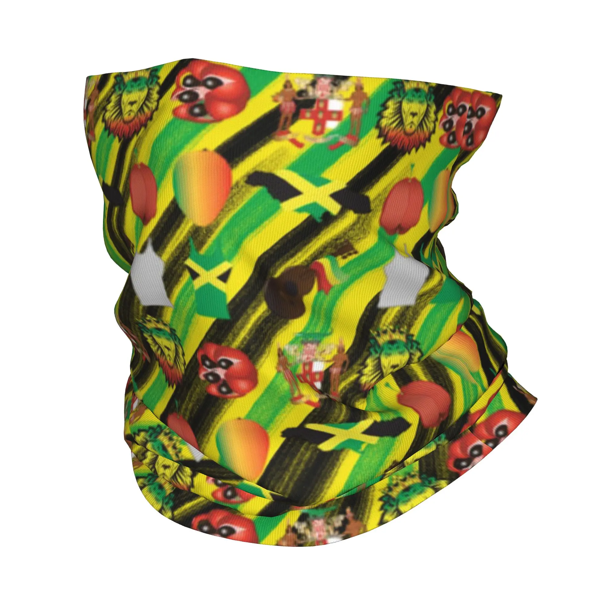

Unique Jamaican Lion pattern Bandana Neck Gaiter Printed Wrap Mask Scarf Warm Headwear Outdoor Sports Unisex Adult