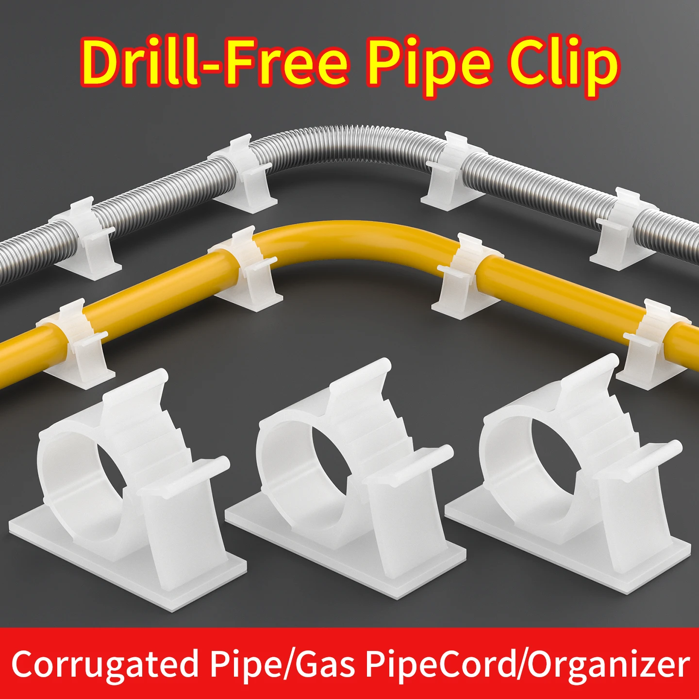 5/20Pcs Self-Adhesive Adjustable Cable Clips Wire Fastener Cord Organizer for Desk PC Water Pipe Corrugated Tube