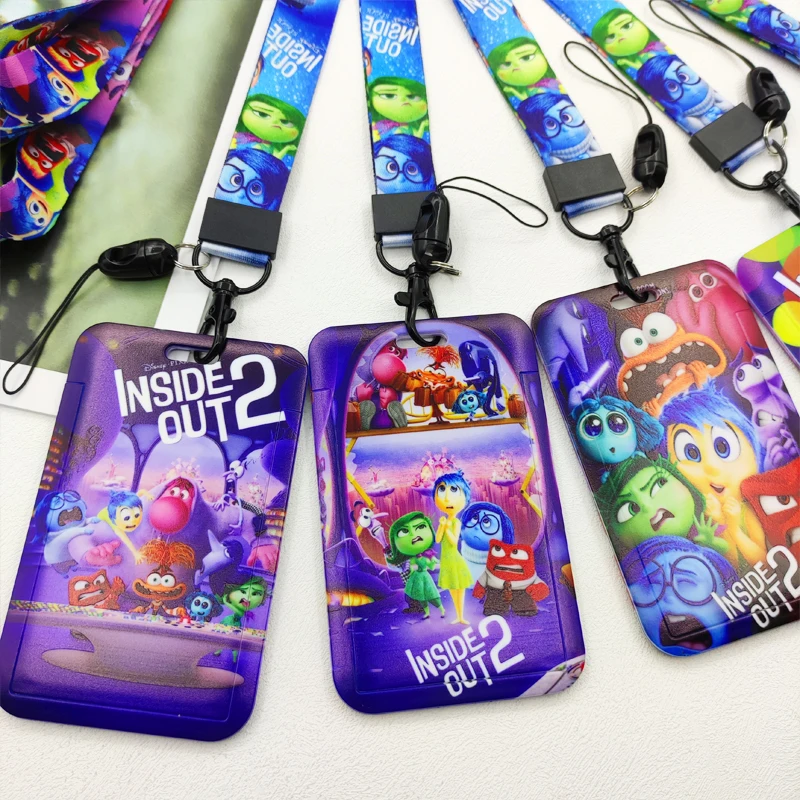 Disney Inside Out Credential Badge Holder Kawaii Card Holders Student Campus Lanyard Cards Holder Neck Straps for Kids Gift