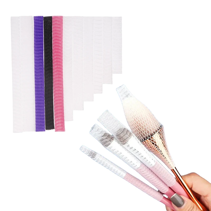 100Pcs Mesh Flexible Net Protectors Cover Sheath Beauty White Cosmetic Make Up Brushes Guards Convenient Tool