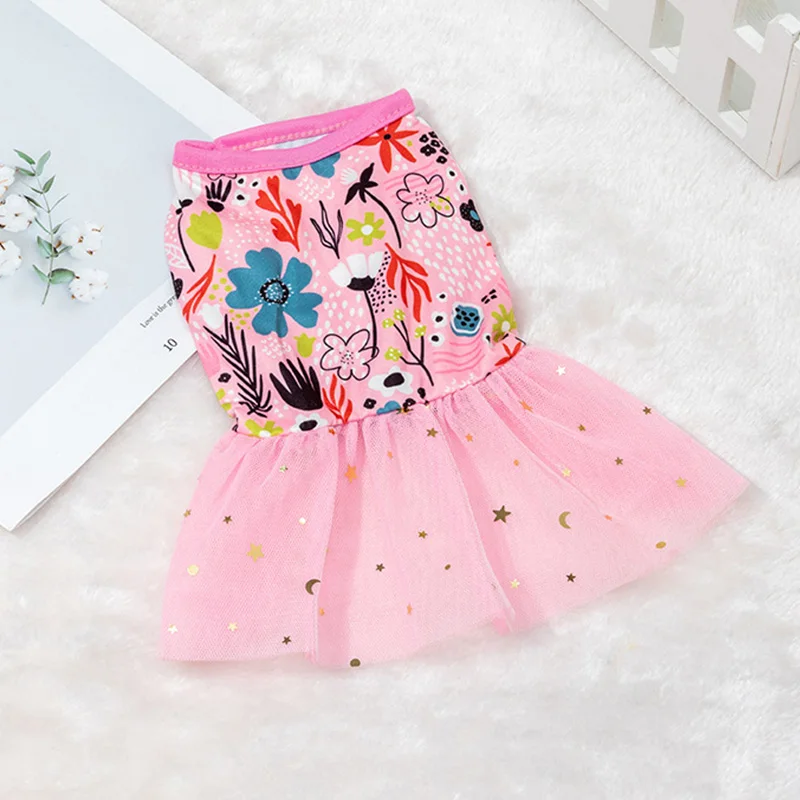 Spring Summer Lace Dog Dress Pets Princess Skirt Mesh Dog Clothes for Small Dogs Cats Fashion Style Puppy Skirt for Chihuahua