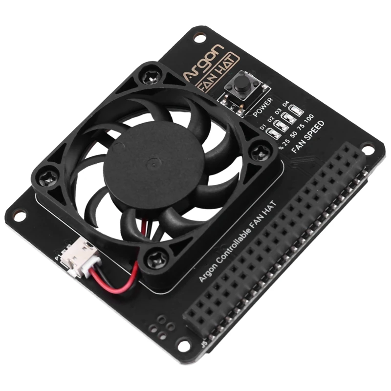 Argon Fan HAT for Raspberry Pi 4/ 3 Cooling Fan with Software Adjustable Speed / 40mm Big Fan for Raspberry Pi4