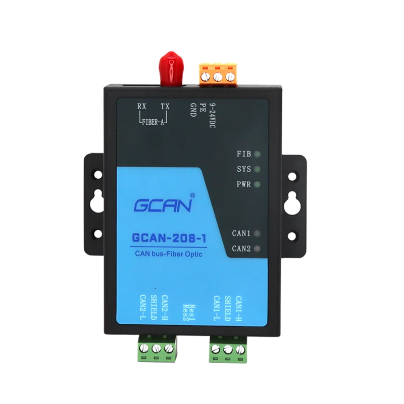 GCAN-208 Canbus Fiber Conversion Module Optic Repeater Expandable Bus Communication Distance Support SAE J1939 Protocal