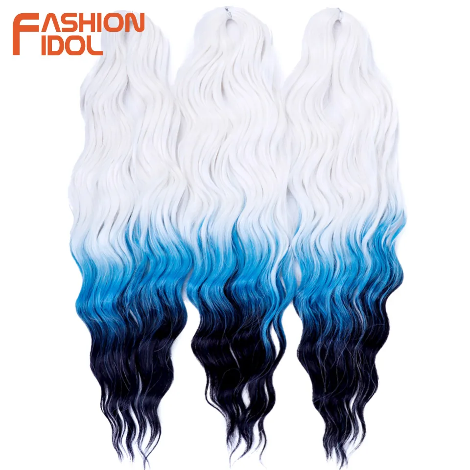 Anna 24-inch synthetisch haar Watergolf Vlechten Haarextensies Ombre Blonde Diepe Golf Afro Curl Twist Gehaakt haar voor dames