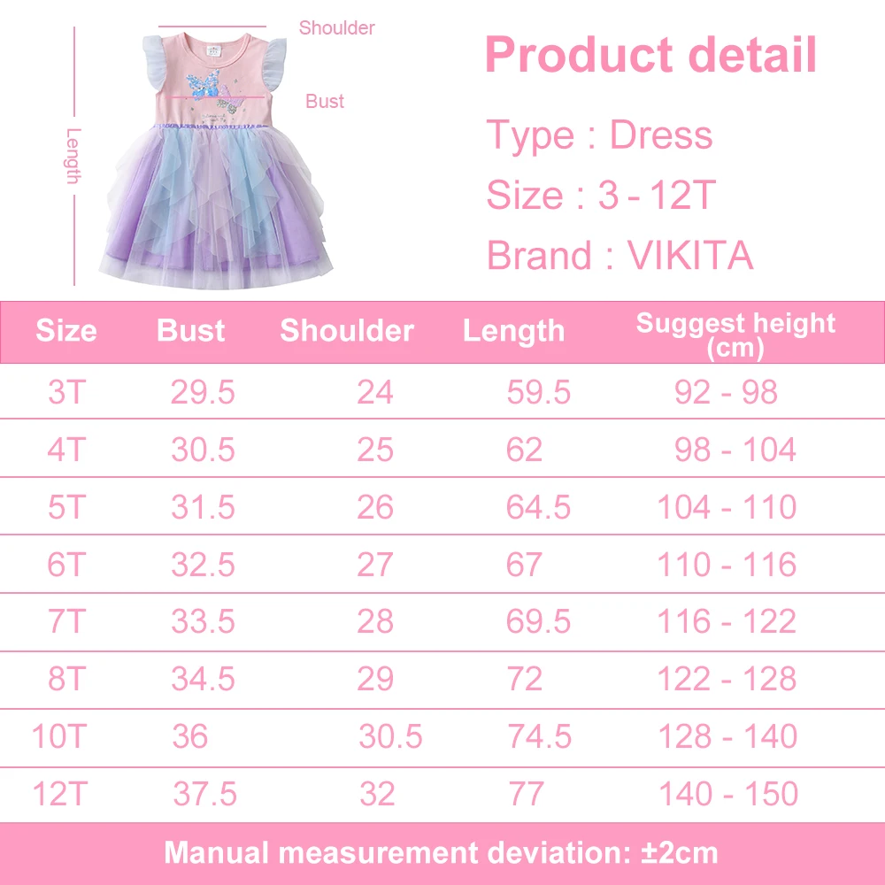 VIKITA Girls Summer Dress Kids Butterfly Sequins Dresses Girls Flare Sleeve Irregular Mesh Tulle Tutu Layered Princess Dresses