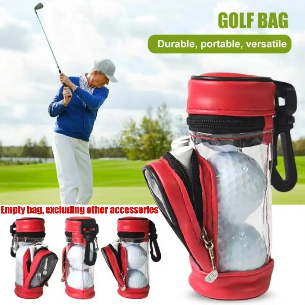 Portable Golf Ball Waist Pack Waterproof Can Hold 3 Balls Golf Ball Storage Bag with Swivel Waist Belt Clip PU Material