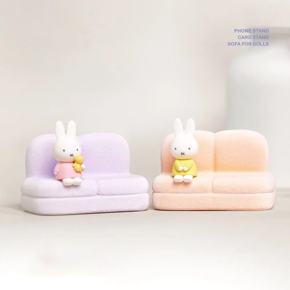 Caja ciega Original Kawaii Miffy, adorno de escritorio, sofá de conejo de dibujos animados, Idea creativa, soporte para teléfono móvil, regalo de Festival para niña