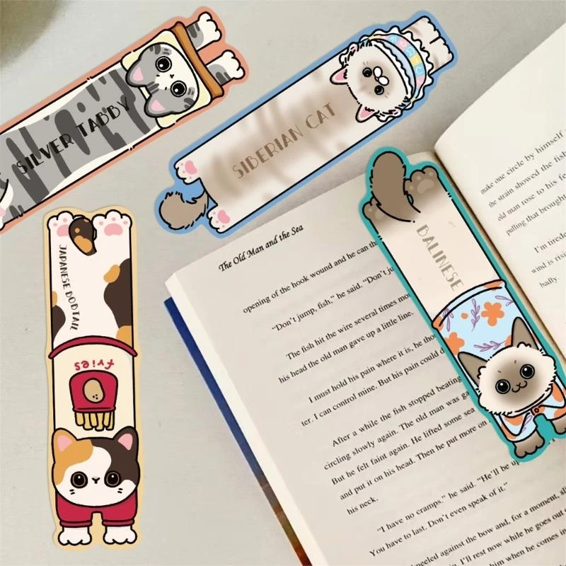 30Pieces Cats Animal Paper Bookmarks Boekpagina Divider For Book Lover Reader 601F