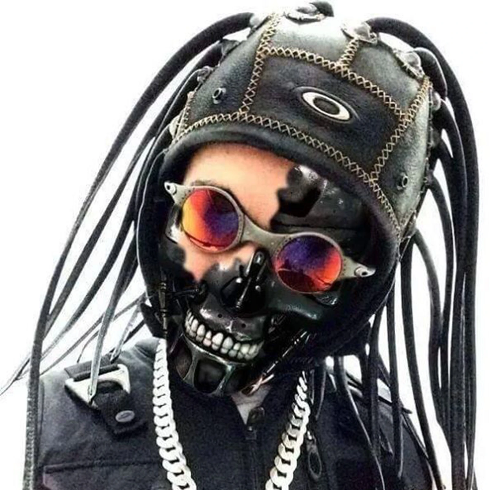 Cosplay Braid Mask Weaving Braids Horrific Monster Latex Helmet Headgear Black Dreadlocks Party Halloween Cosplay Prop