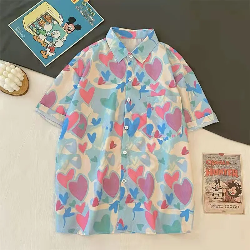 Daisy Full Print New Summer Harajuku Shirt Men Womens Tops Short Sleeve Streetwear Cardigan Beach Vacation Summer Camisas Mujer