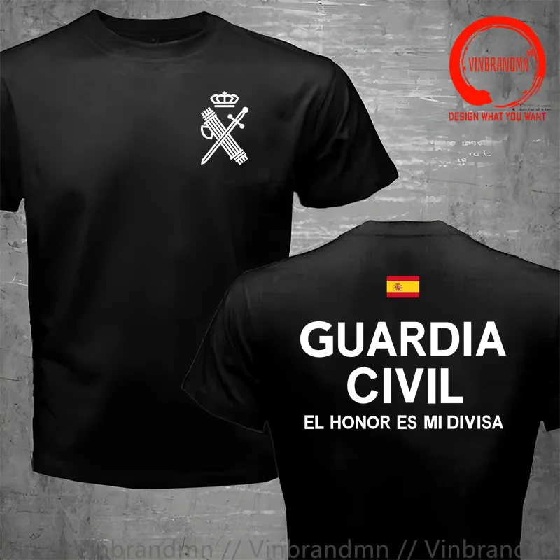 Camiseta Guardia Civil España. 100% Algodón De Alta Calidad, Cuello Redondo, De Gran Tamaño, Cool Casual Tshirt