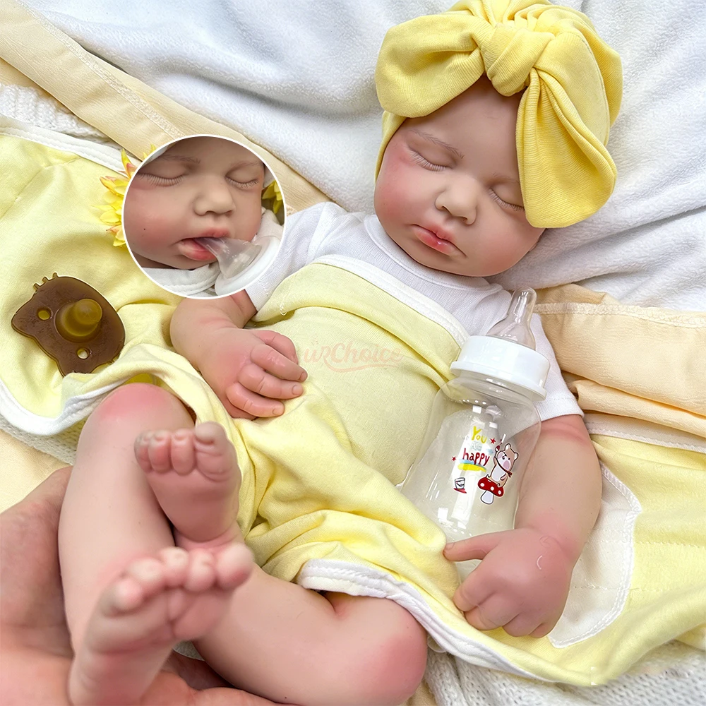 

Can Use Pacifiers Loulou 50cm Full Silicone Reborn Baby Girl/Boy Soft Sleeping Newborn Doll Anatomically Correct for Collector