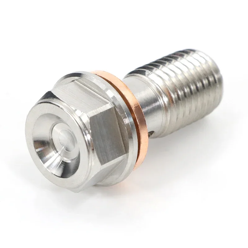 M10x1.0 Stainless Steel Banjo Bolts Brake Fitting Adapter Universal with M10 Copper Washers