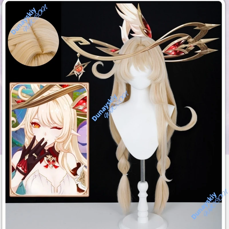 

Genshin Impact Alice светло-русый парик с длинными волосами, термостойкий для женщин и девочек, аксессуар для вечеринки на Хэллоуин