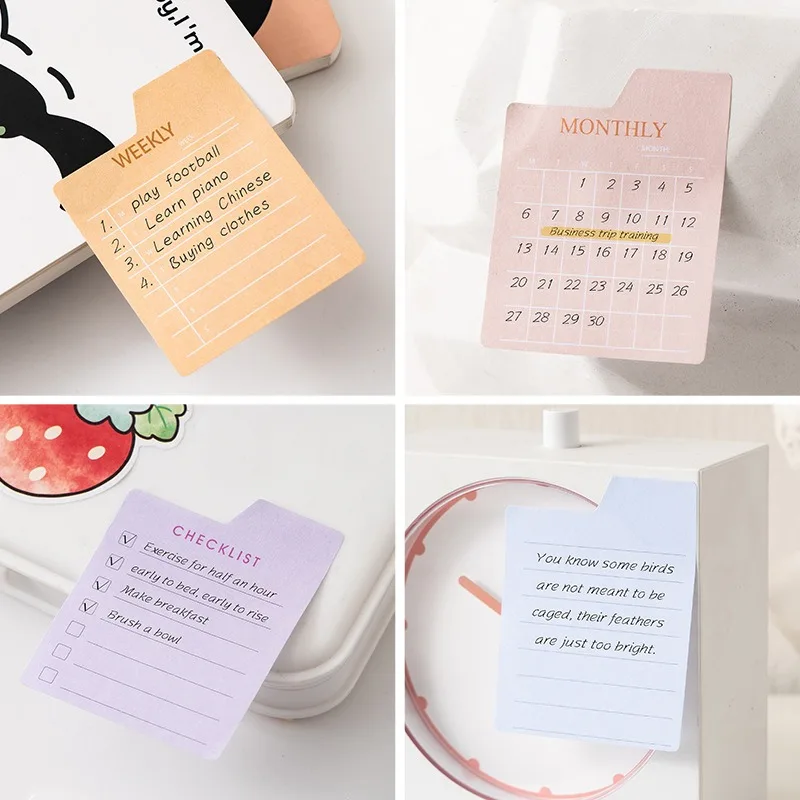 5pcs Functional Planner Sticky Notes, Monthly Weekly Daily Plan Memo Pad, Checklist Notepad for Journal School Office Stationery