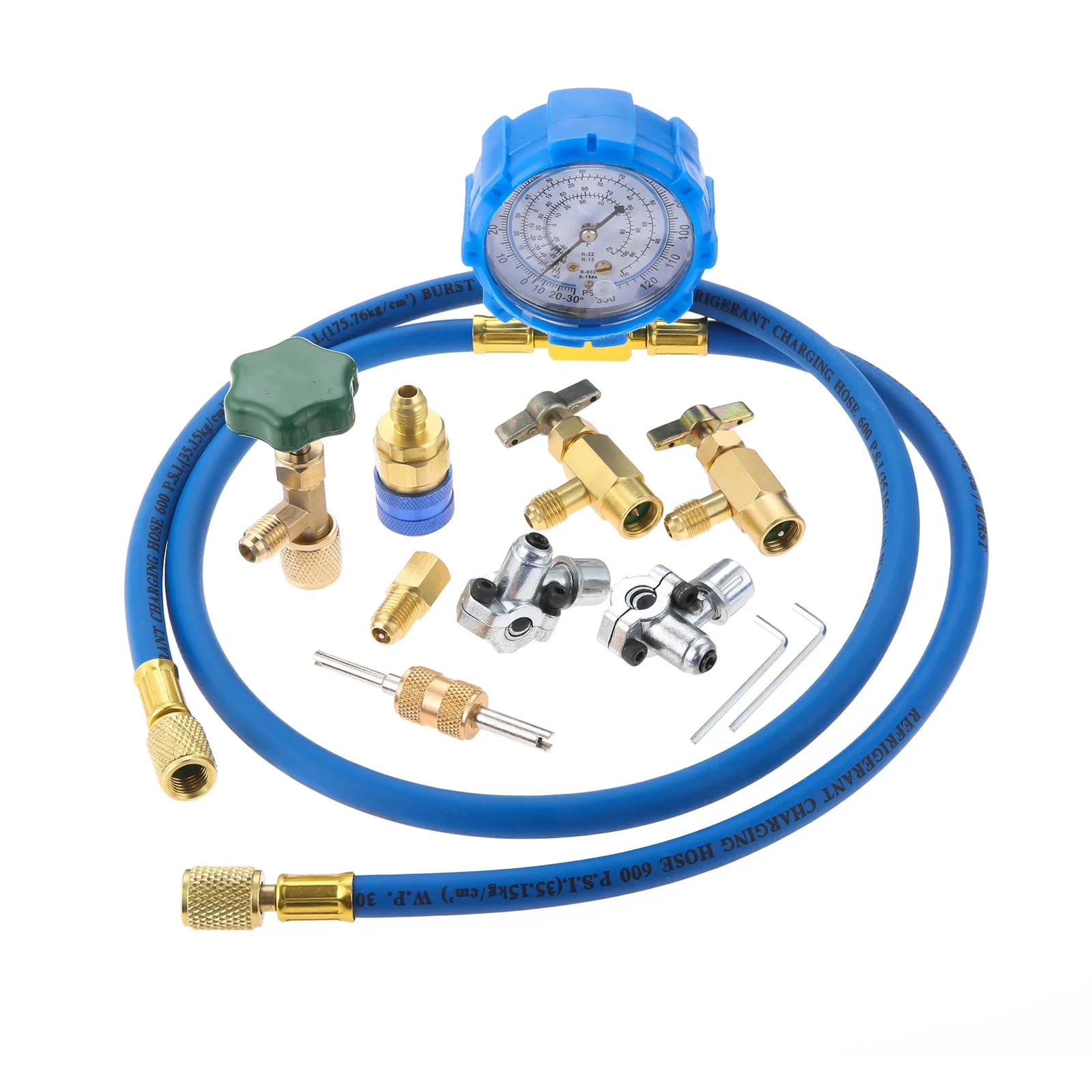 A/C R134A Refrigerator Freon Recharge Kit,Self-Sealing Can Tap,BPV31 Bullet Piercing Valve,Quick Coupler,Valve Core Remover Tool