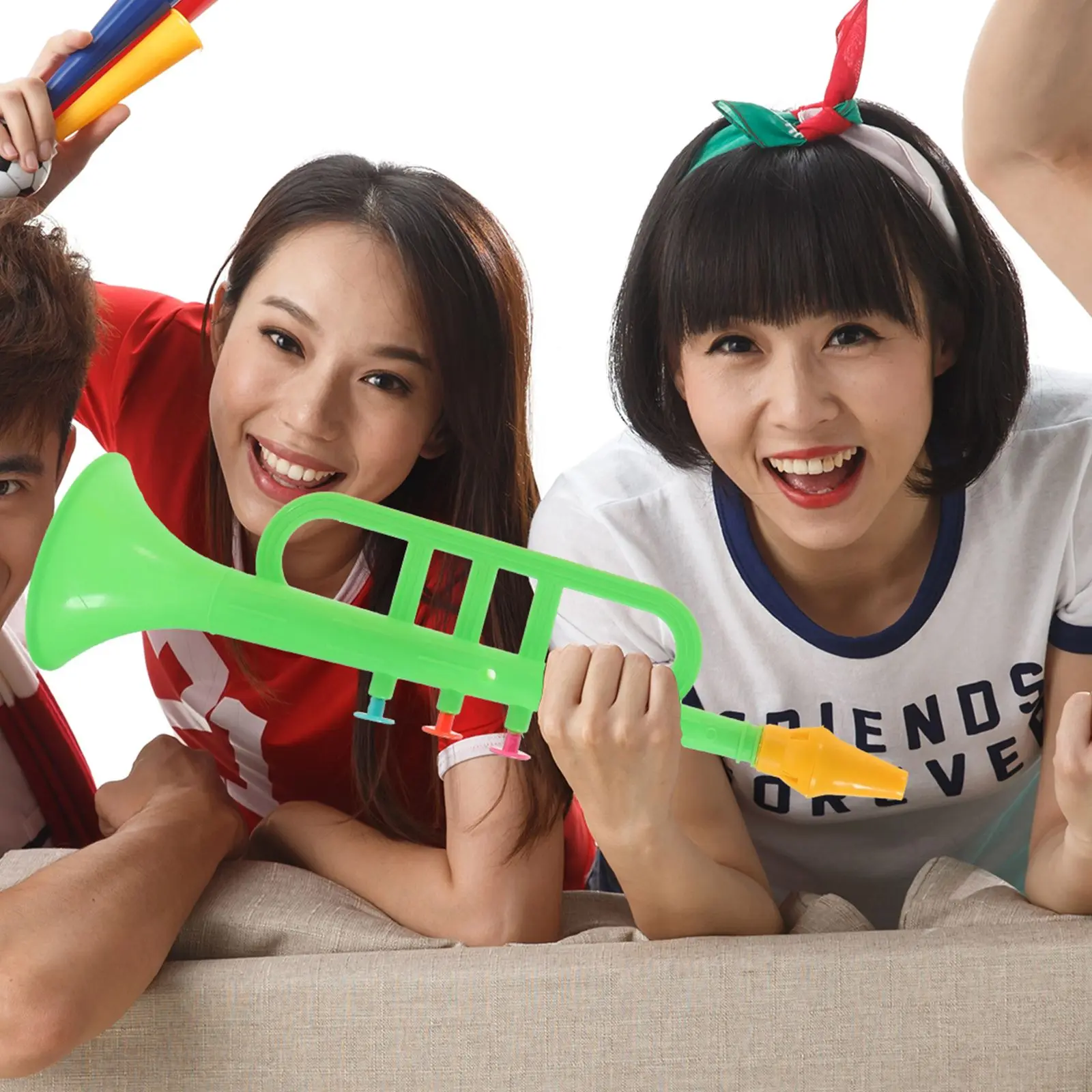 4 ชิ้นพลาสติกทรัมเป็ตจําลองเครื่องดนตรีขนาดกะทัดรัดของเล่นสําหรับของขวัญปาร์ตี้ Mini ของเล่นที่มีสีสัน