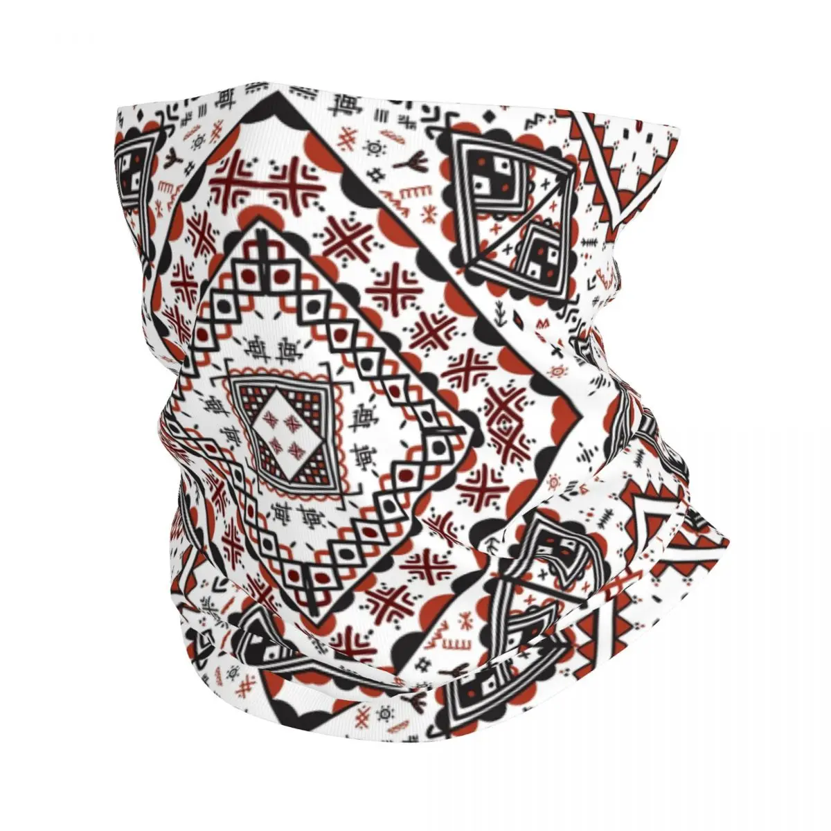 Kabyle Pottery Berber Motifs Neck Gaiter Men Women UV Face Shield Winter Amazigh Geometric Pattern Bandana Scarf for Cycling