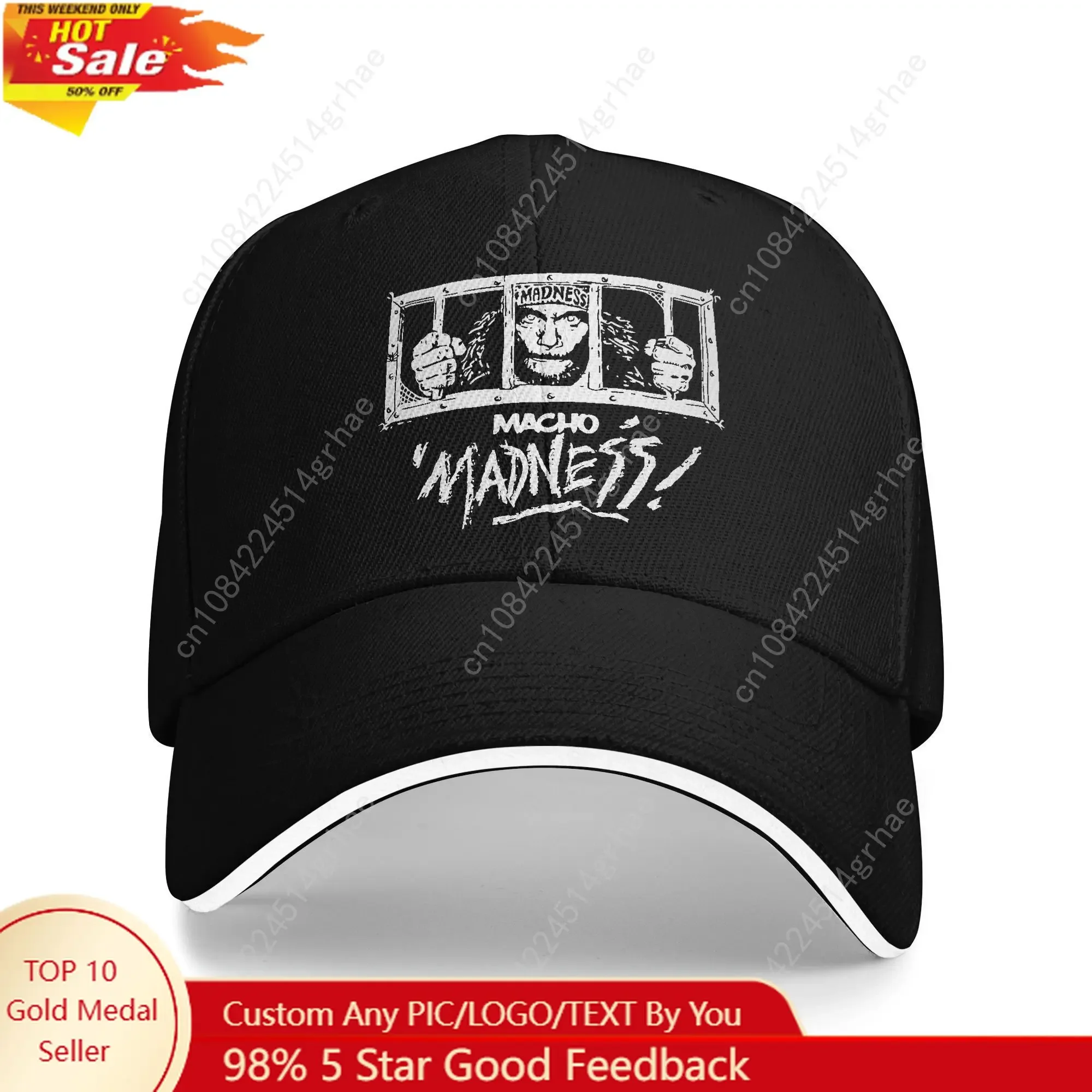 

NWO Macho Man Randy Savage Madness Sandwich Hats Unisex ,Fitted Hat Racing Cap Adjustable Polyester Baseball Cap High Quality