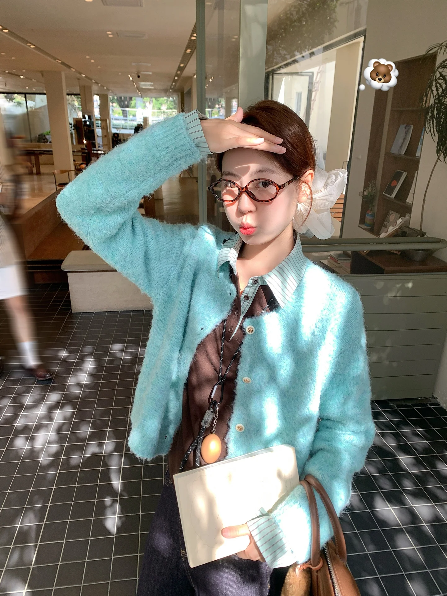 

Женский вязаный кардиган Zeng Xiao Salt ort, корейский синий, осенне-зимний, свободного кроя, длинное круглое пальто Sve Ne