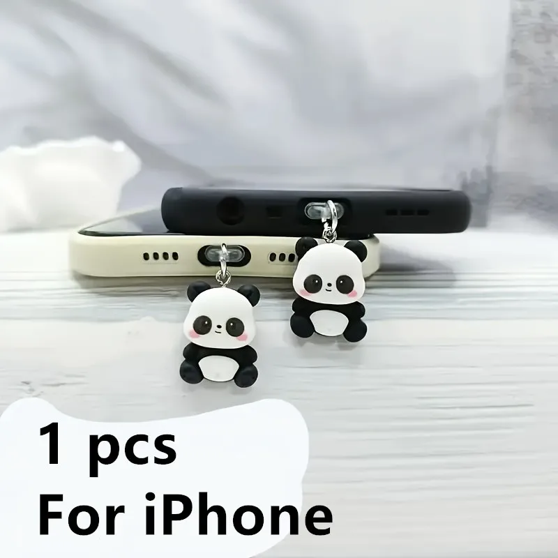 Fashion Mini Panda Phone Dust Plug Pendant Suitable for iPhone for Type-C For Android Interface Dust Plug Accessory Decoration