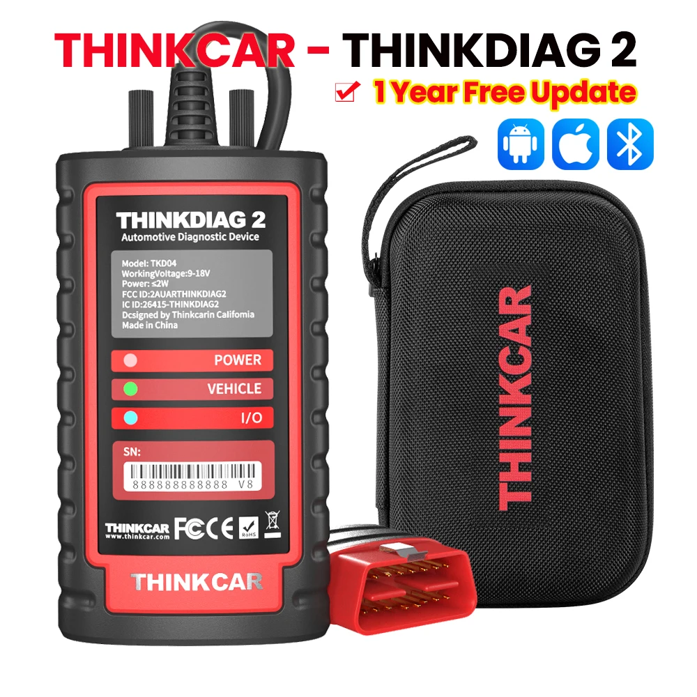 THINKCAR Thinkdiag 2 OBD2-Scanner mit CANFD-Unterstützung für Alle Systeme, Diagnosewerkzeug mit 15 Reset-Funktionen, Bidirektionales Scan-Tool, ECU-Codierung