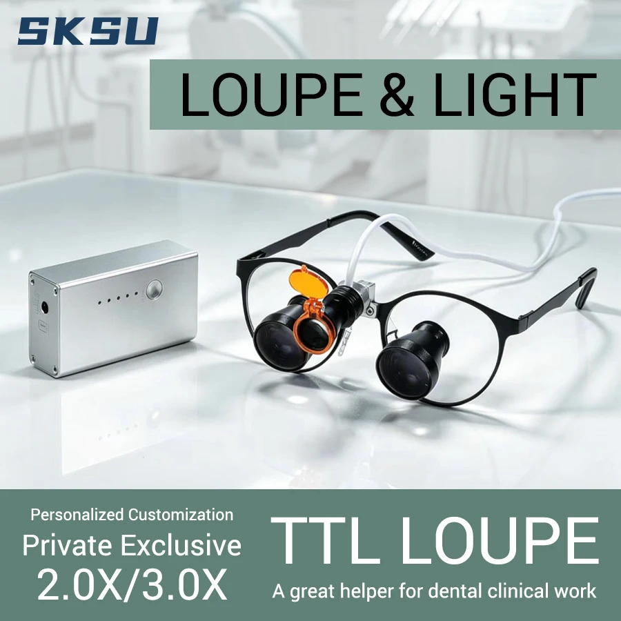 Dental TTL Loupes 2.0X 3.0X Embedded  Customized Lightweight magnifying glass with LED Headlights Suitable for Otolaryngology