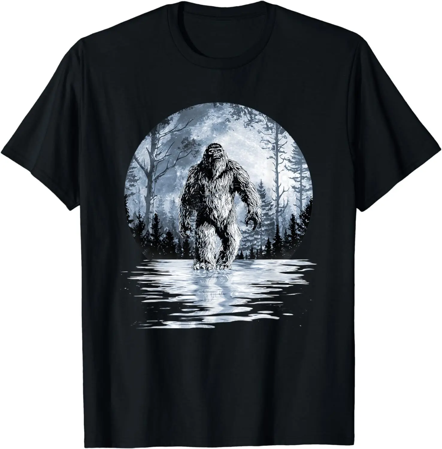 Mens Women Bigfoot Shirt Moon Lunar Shirt Sasquatch T-Shirt