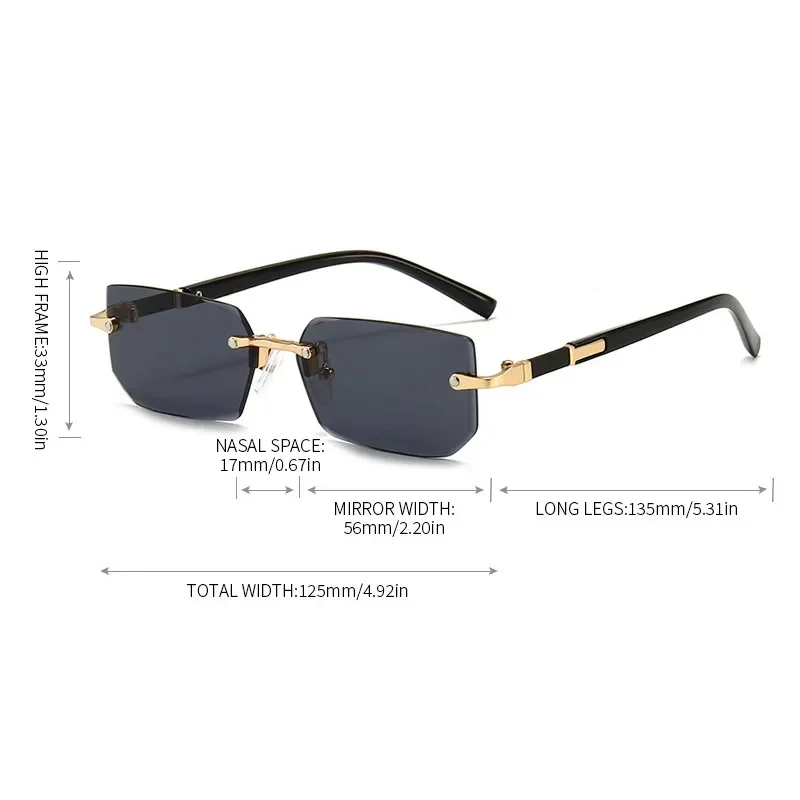 Fashion Rectangle Sunglasses Men Ladies Blue Light Blocking Eye Protection Eyewear Rimless Square Frame Sun Glasses Retro Goggle view 6