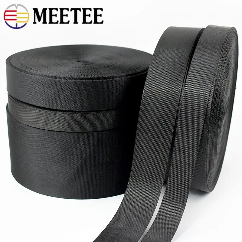 10Meters 10-100mm Nylon Webbing Black Ribbon Bag Shoulder Strap for Clothes Pet Collar Tape Luggage Belt Band Sewing Accessories