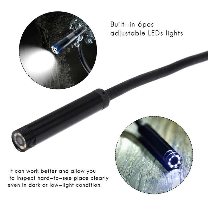 3-In-1 Industrial Endoscope Borescope Inspection Camera Built-In 6 Leds IP67 Waterproof USB Type-C Endoscope For Android Smartph