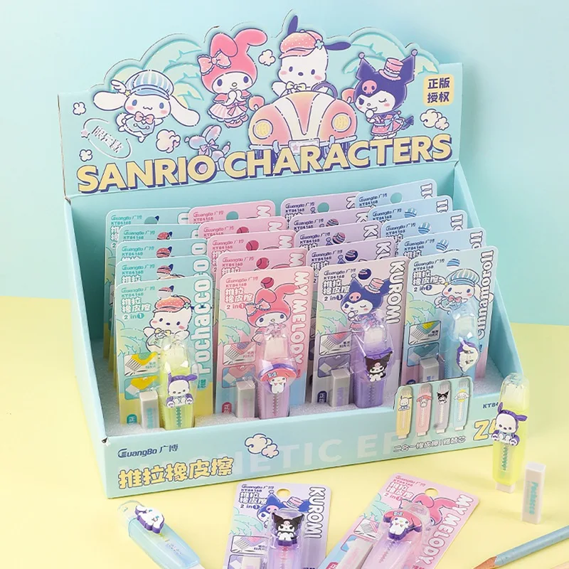 

Sanrio Genuine Pencil Eraser Kuromi Cinnamoroll Pachacco Push-pull Rubber Stationery Student Drawing Writing School Supplies