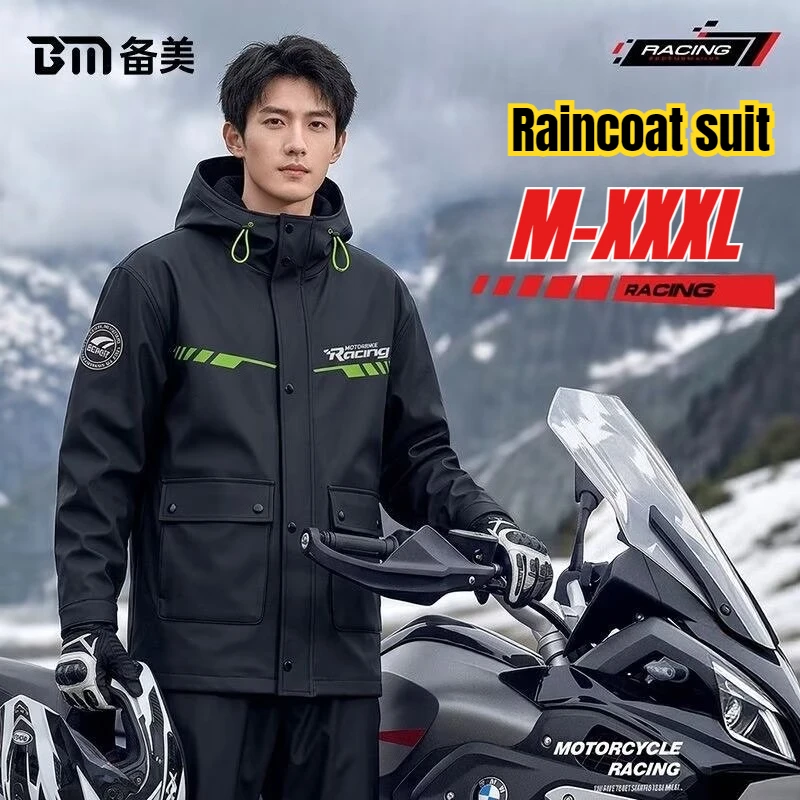Motorcycle Riding Raincoat Full Body Storm Proof Special Split Design for Electric Bike Scooter Rider Waterproof Jacket Pants