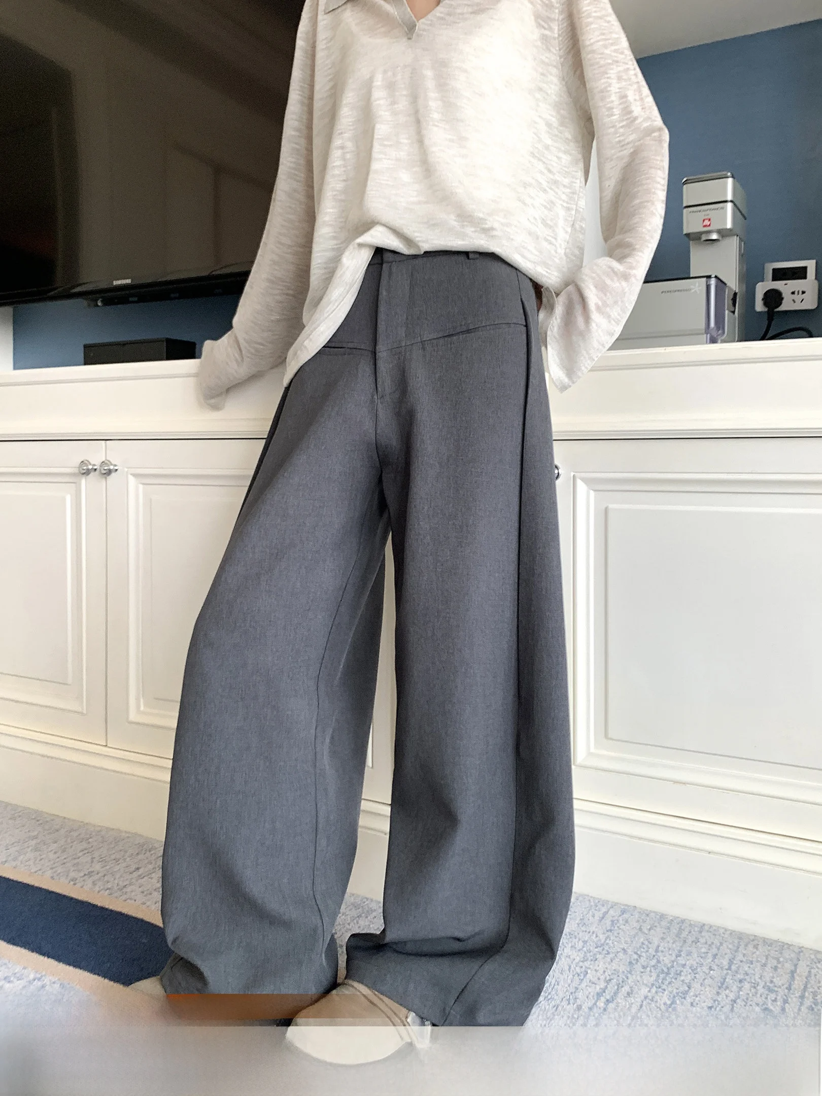 

High Waist Wide Leg Suit Pants Casual Loose Slimming Floor-Length Korean Sle Spring Collection Busin Lady Trousers