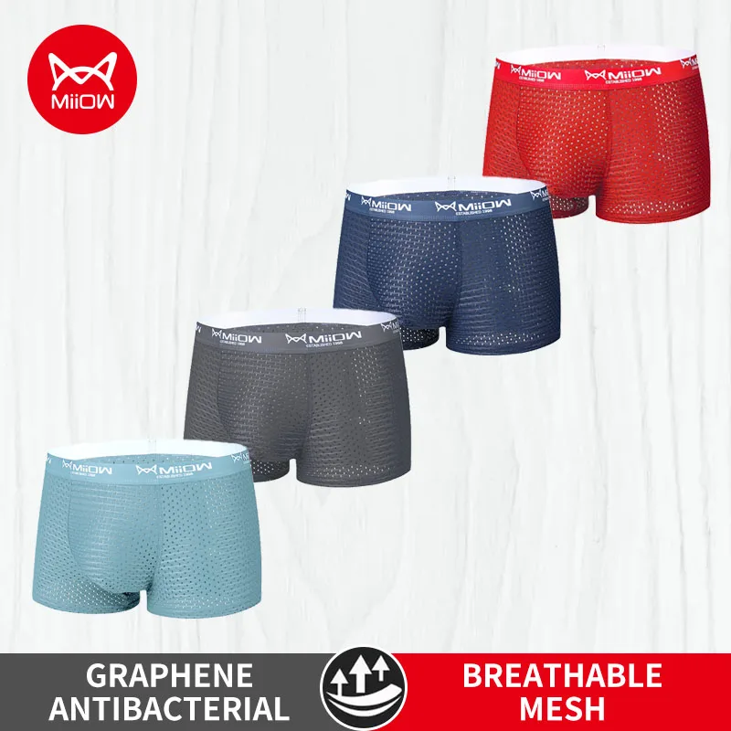 MiiOW Mesh Männer Boxershort Eis Seide Boxer Unterwäsche Atmungsaktive Graphene Antibakterielle Männlichen Höschen Unterhose Calzoncillos
