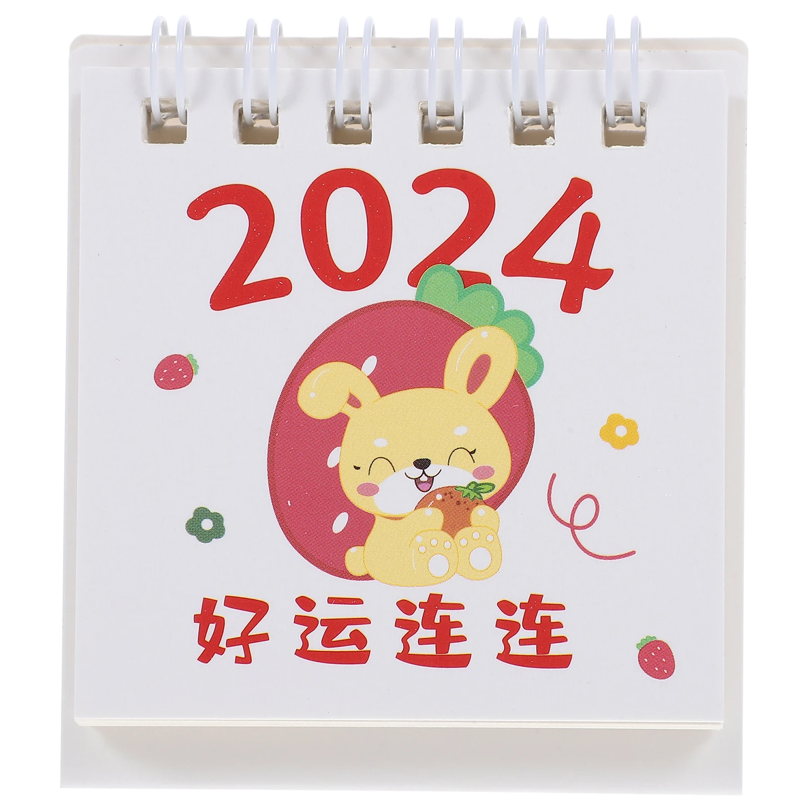 

Mini Desk Calendar 2024 Thick Paper Cartoon Design Coil Binding Home Office Accessory Daily Monthly Planner