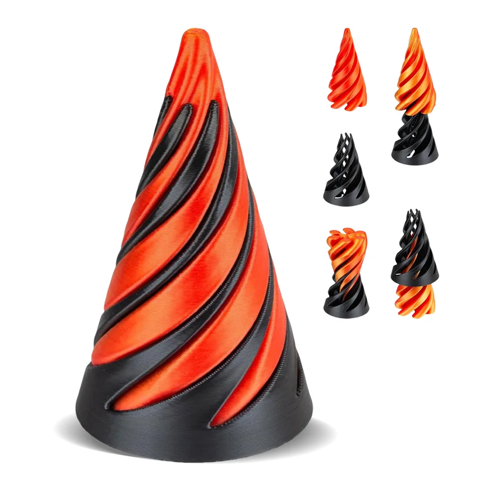 3D Printed Spiral Cone Toy Mini Vortex Thread Illusion Desk Toy Pass Through Pyramid Fidget Toy Gifts for Kids and Adults